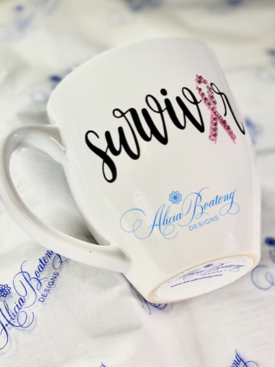 Brain Cancer SURVIVOR Coffee / Tea cup, Bling Coffee Cup,