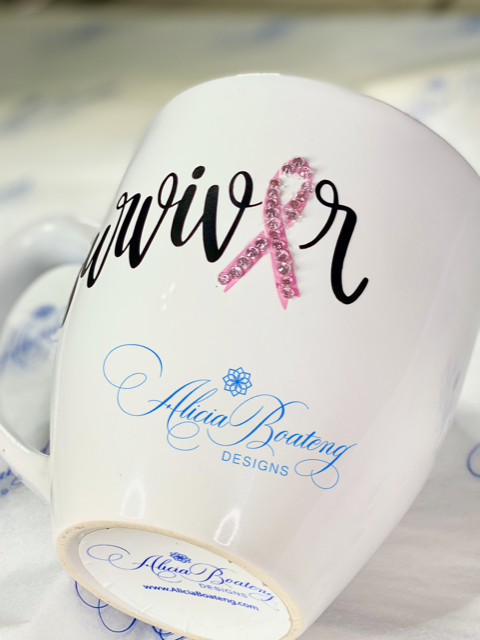 Breast Cancer SURVIVOR Coffee / Tea cup, Bling Coffee Cup,