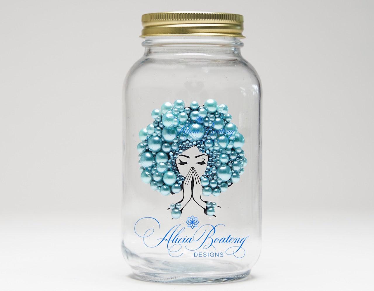 AFRO Glam Mason Jar Collection with matching tea bling infuser,
