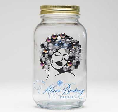 AFRO Glam Mason Jar Collection with matching tea bling infuser,