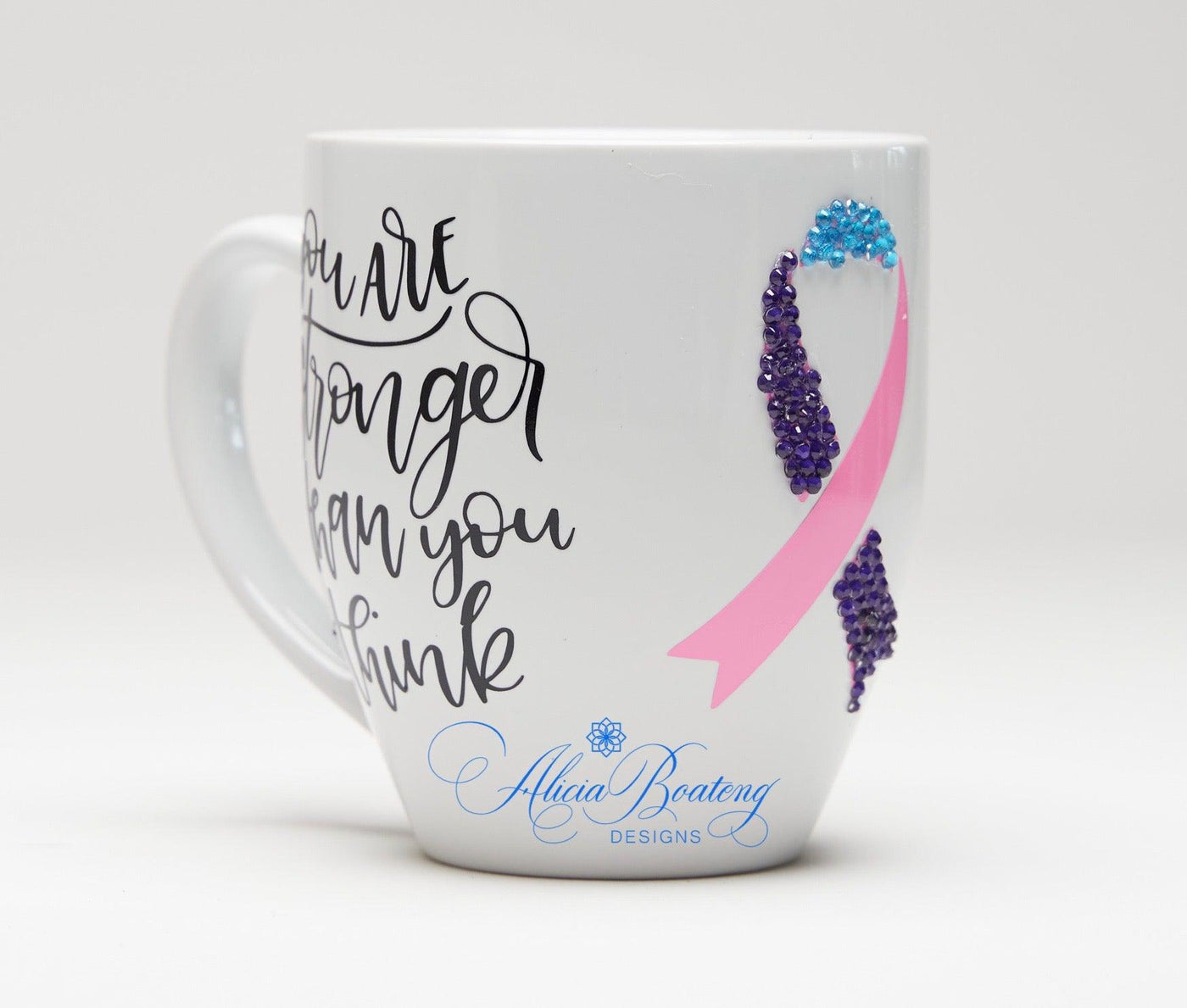 Stronger than Cancer Thyroid Cancer Coffee / Tea cup, Bling Coffee Cup,