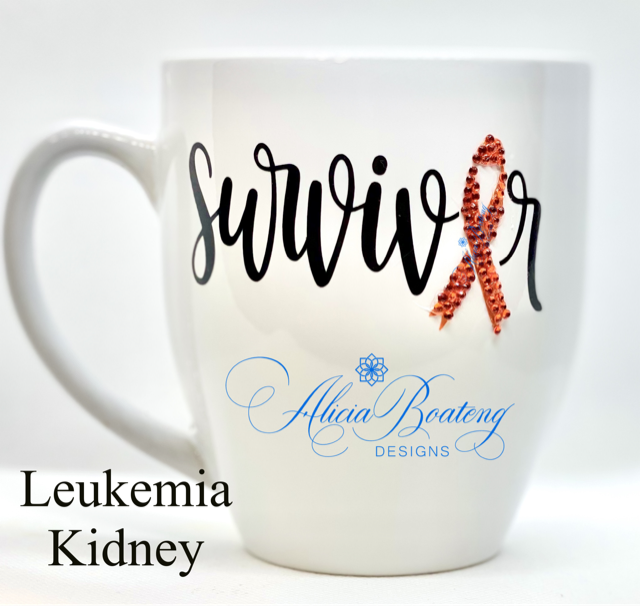 Leukemia / Kidney Cancer SURVIVOR Coffee / Tea cup, Bling Coffee Cup,